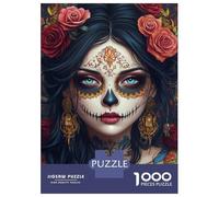 Jigsaw Puzzle for Adults 1000 Pieces Floral Skull Beauty Jigsaws for Adults Toy Wall Decor Improve Memory for Is Ideal As A Gift 38x26cm/1000pcs