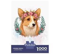 Jigsaw Puzzle for Adults 1000 Pieces Flower Corgi Watercolor Jigsaw Puzzle Relax Games Precision Cutting Parent-child Interaction 52x38cm/1000pcs