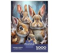 Jigsaw Puzzle for Adults 1000 Pieces Four Cute Rabbits in Winter Scene Jigsaw Puzzle Brain Teaser Game Stress Reliever Birthday And Unique Gifts 52x38cm/1000pcs