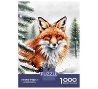 Jigsaw Puzzle for Adults 1000 Pieces Fox in Winter Watercolor Painting Jigsaw Puzzle Relaxing Games Difficult Challenge Unique Gifts for Birthday And Christmas 38x26cm/1000pcs