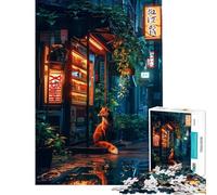 Jigsaw Puzzle for Adults 1000 Pieces Fox Neon Rain Shelter Teenager Puzzles Relax Games Presents for Women Birthday And Unique Gifts (Size 38x52cm)