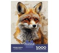 Jigsaw Puzzle for Adults 1000 Pieces Fox Portrait with Geometric Background Teenager Puzzles Fun Games Staycation Kill Time for Is Ideal As A Gift 38x26cm/1000pcs