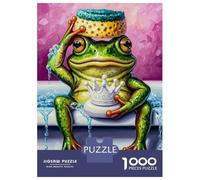 Jigsaw Puzzle for Adults 1000 Pieces, Frog King in A Bathtub Artwork, Mindfulness Activity, Idea, Durable Puzzle Pieces, 52x38cm/1000pcs
