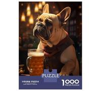 Jigsaw Puzzle for Adults 1000 Pieces Funny French Bulldog Beer Jigsaw Puzzle Relaxing Games Wall Decoration Difficult And Challenge 70x50cm/1000pcs