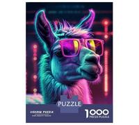 Jigsaw Puzzle for Adults 1000 Pieces Funny Retro Party Llama Jigsaw Puzzle Relaxing Games Difficult Challenge Unique Gifts for Birthday And Christmas 38x26cm/1000pcs
