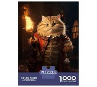 Jigsaw Puzzle for Adults 1000 Pieces Gate Keeper Funny Cat Fire Jigsaw Puzzle Brain Teaser Game Stress Reliever Birthday And Unique Gifts 52x38cm/1000pcs