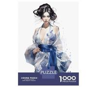 Jigsaw Puzzle for Adults 1000 Pieces Geisha in Blue Puzzles for Adults Relax Games Pattern Assembly for Is Ideal As A Gift 70x50cm/1000pcs