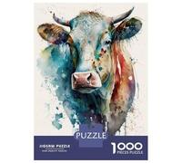 Jigsaw Puzzle for Adults 1000 Pieces Gentle Cow in Watercolor Jigsaws for Adults Toy Wall Decor Improve Memory for Is Ideal As A Gift 70x50cm/1000pcs