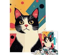 Jigsaw Puzzle for Adults 1000 Pieces Geometric Cat Portrait Educational Game Learning Educational Toys Great Gifts And Toys for The Whole Family (Size 38x52cm)