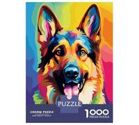 Jigsaw Puzzle for Adults 1000 Pieces, German Shepherd Colorful Artwork, Mindfulness Activity, Christmas Puzzle Collection, Precision Cut Pieces, 70x50cm/1000pcs