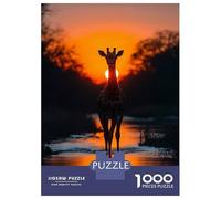 Jigsaw Puzzle for Adults 1000 Pieces Giraffe Silhouette at Sunset Puzzle for Adults Family Game Improve Memory Parent-child Interaction 52x38cm/1000pcs