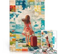 Jigsaw Puzzle for Adults 1000 Pieces Girl Suitcase Horizon Lernspiele Heimdekoration Wunschliste mit dem Weihnachtsmann52x38cm