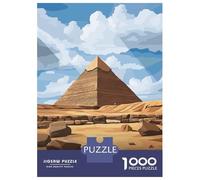 Jigsaw Puzzle for Adults 1000 Pieces, Giza Pyramid Illustration Artwork, Mindfulness Activity, Winter Indoor Entertainment, Premium Thick Cardboard, 38x26cm/1000pcs