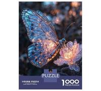 Jigsaw Puzzle for Adults 1000 Pieces, Glowing Butterfly on Flower Artwork, Mindfulness Activity, Perfect, Premium Thick Cardboard, 38x26cm/1000pcs