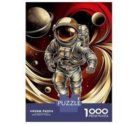 Jigsaw Puzzle for Adults 1000 Pieces Golden Astronaut in Space Jigsaw Puzzle Brain Teaser Game For Family Fun Parent-child Interaction 52x38cm/1000pcs