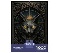 Jigsaw Puzzle for Adults 1000 Pieces Golden Eyes Cat - Gothic Stained Glass Fantasy Poster Jigsaw Puzzle Brain Teaser Game For Family Fun Parent-child Interaction 38x26cm/1000pcs