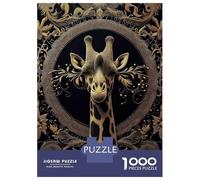 Jigsaw Puzzle for Adults 1000 Pieces Golden Giraffe Portrait Teenager Puzzles Fun Games Analysis And Logic Difficult And Challenge 38x26cm/1000pcs