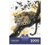 Jigsaw Puzzle for Adults 1000 Pieces Golden Leopard Watercolor Teenager Puzzles Fun Games Analysis And Logic Difficult And Challenge 52x38cm/1000pcs