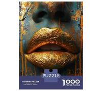 Jigsaw Puzzle for Adults 1000 Pieces Golden Lips Wall Art Print Puzzle for Adults Relax Games Perfect Decoration Difficult And Challenge 70x50cm/1000pcs
