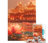 Jigsaw Puzzle for Adults 1000 Pieces Golden Pagoda ﹨u Lotus Pond Jigsaw for Adults Hands-on Game Precision Cutting Birthday And Unique Gifts (Size 38x52cm)
