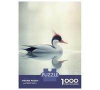 Jigsaw Puzzle for Adults 1000 Pieces Goosander Duck on Water Jigsaw Puzzle Relaxing Games Difficult Challenge Unique Gifts for Birthday And Christmas 38x26cm/1000pcs