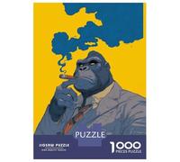 Jigsaw Puzzle for Adults 1000 Pieces Gorilla in Suit Smoking Cigar Adult Puzzles Family Games Difficult Challenge Difficult And Challenge 38x26cm/1000pcs