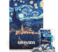 Jigsaw Puzzle for Adults 1000 Pieces Granada, Spain - Starry Night Style, Educational Games, Perfect Decoration, Every Piece Is Unique 50X75CM