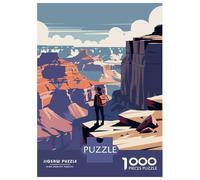 Jigsaw Puzzle for Adults 1000 Pieces, Grand Canyon Hiker Illustration Artwork, Mindfulness Activity, Winter Indoor Entertainment, Premium Thick Cardboard, 38x26cm/1000pcs