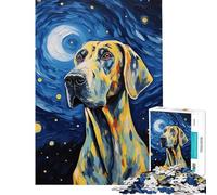 Jigsaw Puzzle for Adults 1000 Pieces Great Dane Dog Van Gogh Fun at Home Activities, Presents for Women Family Game for Age 14+ Game (38x52cm)