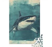 Jigsaw Puzzle for Adults 1000 Pieces Great White Shark Art Print-3 Adult Jigsaw Puzzle Hands-on Game Pattern Assembly Unique Gifts for Birthday And Christmas 52x38cm/1000pcs