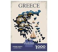 Jigsaw Puzzle for Adults 1000 Pieces, Greece Philosophy of Life Map Artwork, Premium Puzzle Challenge, Christmas Puzzle Collection, Durable Puzzle Pieces, 52x38cm/1000pcs