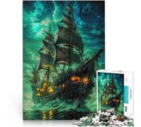 Jigsaw Puzzle for Adults 1000 Pieces Green Ghost Ship Schwierig und herausfordernd einzigartiges Herausforderungsspiel75x50cm