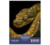 Jigsaw Puzzle for Adults 1000 Pieces Green Snake with Golden Sparkles Jigsaw Puzzle Brain Teaser Game Stress Reliever Birthday And Unique Gifts 70x50cm/1000pcs