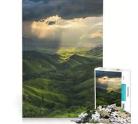 Jigsaw Puzzle for Adults 1000 Pieces Green Valley Rainbow After The Rain, Educational Games, Perfect Decoration, Every Piece Is Unique 50X75CM