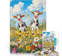 Jigsaw Puzzle for Adults 1000 Pieces Happy Cows in a Meadow Stressabbau-Spielzeug Künstlersammlung, Bildende Kunst52x38cm