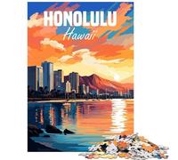 Jigsaw Puzzle for Adults 1000 Pieces Hawaii Honolulu Fun at Home Activities, For Family Fun Practical Game Suitable for Ages 14 And Up (38x26cm)