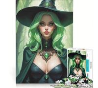 Jigsaw Puzzle for Adults 1000 Pieces Hazel - Green Haired Halloween Witch Educational Games Wall Decoration Birthday Present,Travel Gifts 38x52cm