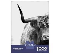 Jigsaw Puzzle for Adults 1000 Pieces Highland Cow Black & White Jigsaw Puzzle Relax Games Precision Cutting Parent-child Interaction 38x26cm/1000pcs