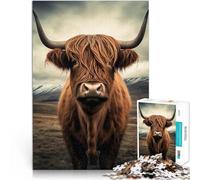 Jigsaw Puzzle for Adults 1000 Pieces Highland Cow Cattle Schwierig und herausfordernd Tolle Geschenke und Spielzeuge75x50cm