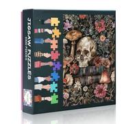 Jigsaw Puzzle for Adults 1000 Pieces - Human Skull with Books and Flowers Art Challenging Adult Puzzles, Premium 1000-Piece Puzzle with Skeleton & Blooms Design(19.7x27.5 Inches)