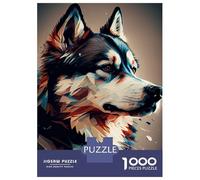 Jigsaw Puzzle for Adults 1000 Pieces Husky Abstract Dog Jigsaw Puzzle Relaxing Games Difficult Challenge Unique Gifts for Birthday And Christmas 52x38cm/1000pcs