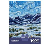 Jigsaw Puzzle for Adults 1000 Pieces, Impressionistic Mountain Landscape with Flowers Artwork, Creative Leisure Activity, Festive Season Fun, Pieces, 38x26cm/1000pcs