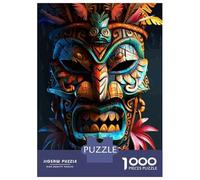 Jigsaw Puzzle for Adults 1000 Pieces, Indigenous Tiki Tribe Mask Artwork, Premium Puzzle Challenge, Christmas Puzzle Collection, Durable Puzzle Pieces, 38x26cm/1000pcs
