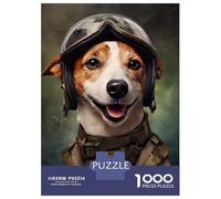 Jigsaw Puzzle for Adults 1000 Pieces Jack Russell Dog Soldier Jigsaw Puzzle Relax Games Precision Cutting Parent-child Interaction 52x38cm/1000pcs