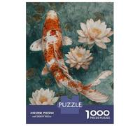 Jigsaw Puzzle for Adults 1000 Pieces Japanese Koi Aquatic Grace Jigsaw Puzzle Toy Wall Decor Wall Decoration Parent-child Interaction 52x38cm/1000pcs