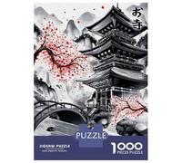 Jigsaw Puzzle for Adults 1000 Pieces Japanese Temple Ink Wash Jigsaw Puzzle Relaxing Games Difficult Challenge Unique Gifts for Birthday And Christmas 52x38cm/1000pcs