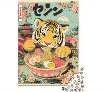 Jigsaw Puzzle for Adults 1000 Pieces Japanese Tiger Ramen Poster Adult Jigsaw Puzzle Hands-on Game Pattern Assembly Unique Gifts for Birthday And Christmas 52x38cm/1000pcs