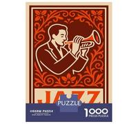 Jigsaw Puzzle for Adults 1000 Pieces, Jazz Musician Playing Trumpet Vintage Artwork, Stress Relief Activity, Perfect Pieces, 70x50cm/1000pcs