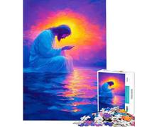 Jigsaw Puzzle for Adults 1000 Pieces Jesus Praying at Sunset Educational Challenge Hand Speed Race DIY Toys for And 14 Years And over (50x75cm)