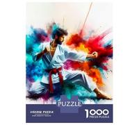 Jigsaw Puzzle for Adults 1000 Pieces Karate Fighter in Color Burst Jigsaw Puzzle Brain Teaser Game For Family Fun Parent-child Interaction 38x26cm/1000pcs